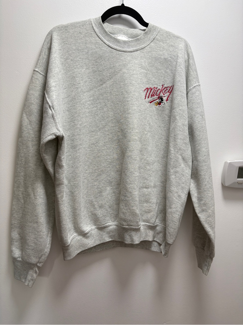 Vintage Mickey Graphic Crewneck Sweatshirt - Light Gray - resort minimalist